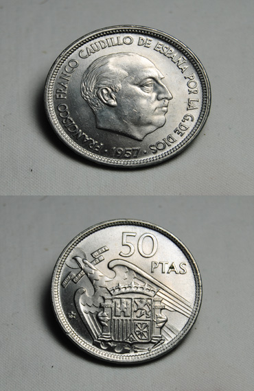 Moneda de 50 Pesetas de España 1957(58)
