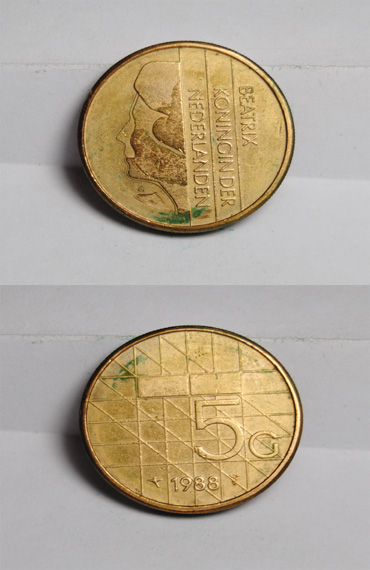 Moneda de 5 Gulden de Holanda 1988